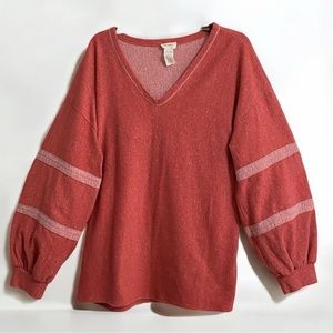 BIBI V-Neck Reddish Pink Top - Sz XL